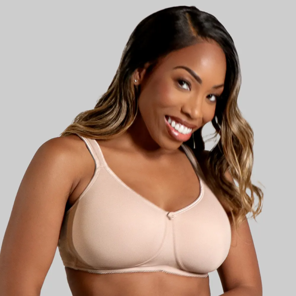 Cooling microfiber bra with foam cups and Power Mesh support.